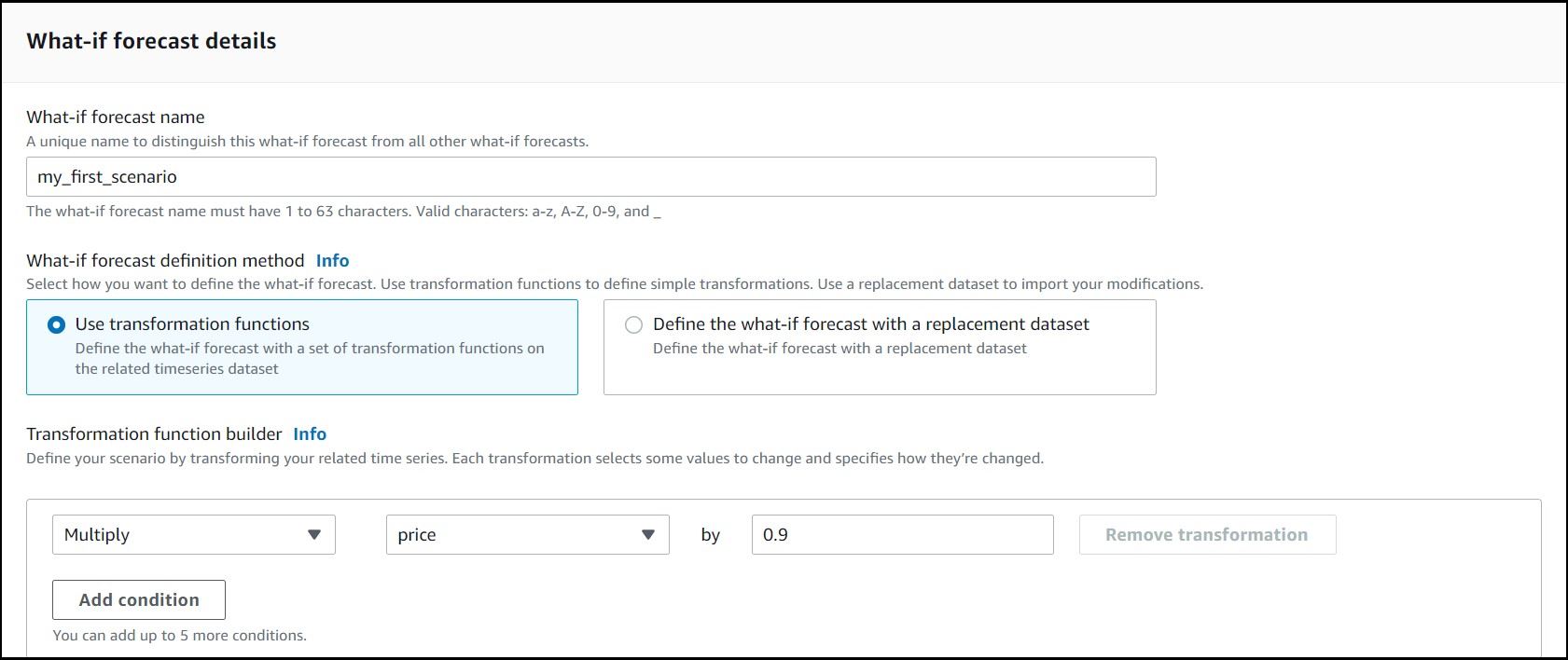 Figure 16: Using the transformation builder to reduce price by 10%