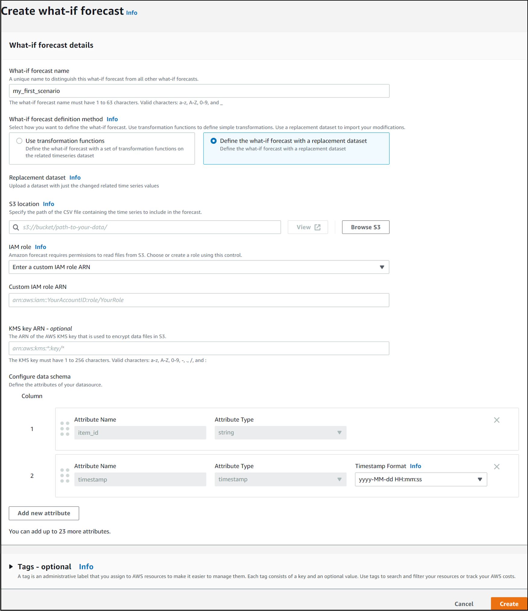 Figure 18: Importing a replacement dataset to define a new scenario