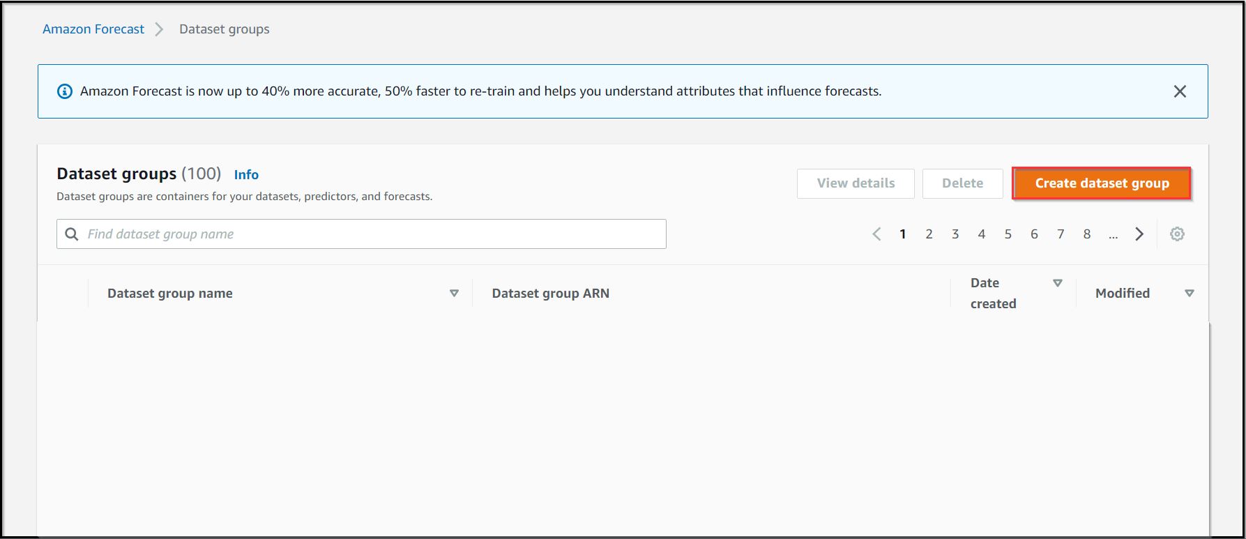 Figure 2: Creating a dataset group