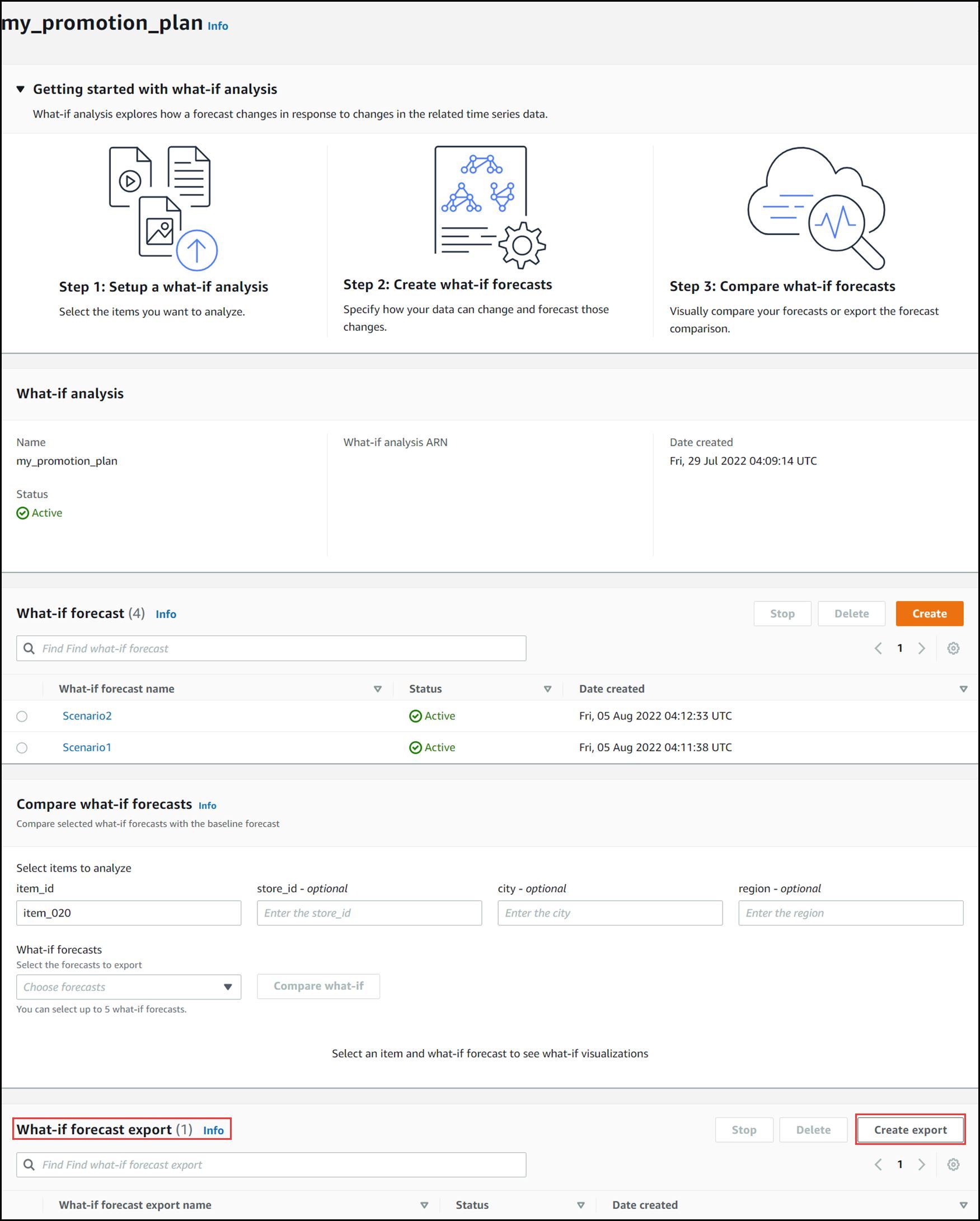 Conduct what-if analyses with Amazon Forecast, up to 80% faster than before PlatoBlockchain Data Intelligence. Vertical Search. Ai.