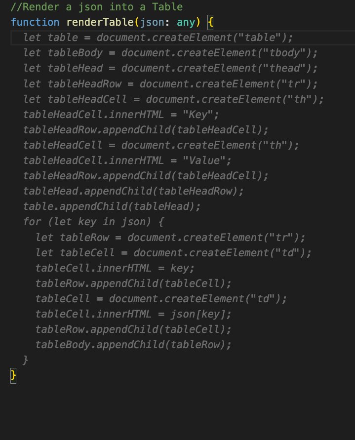 TypeScript to render JSON to a table