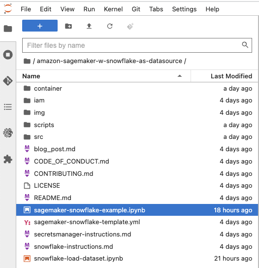 Figure 5: Open SageMaker Snowflake Example Notebook