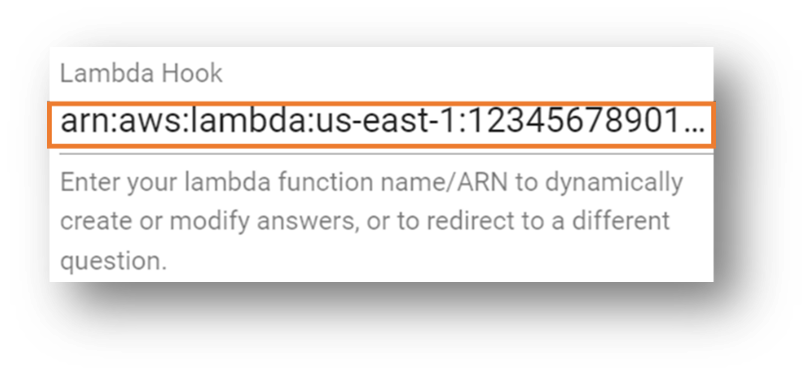 Lambda Hook の ARN を入力する例