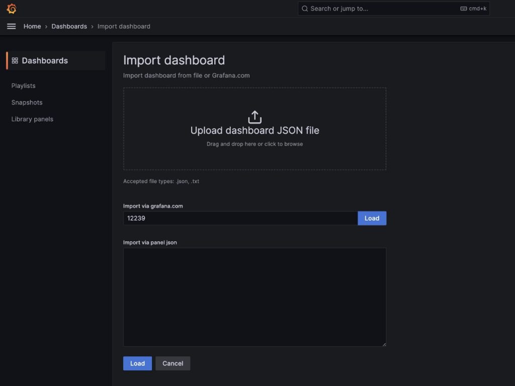 Grafana - load by id from grafana.com