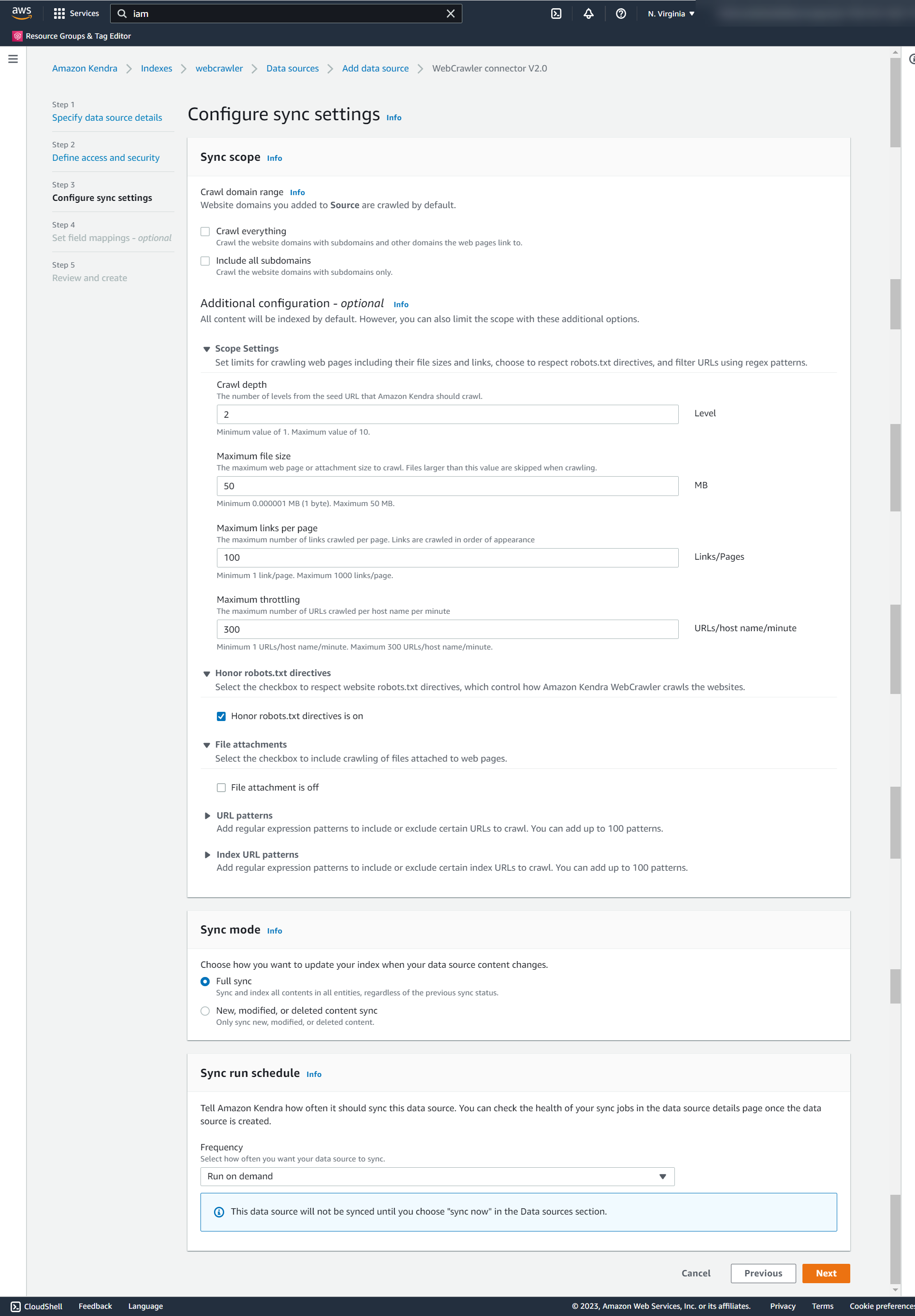 Configuración de sincronización