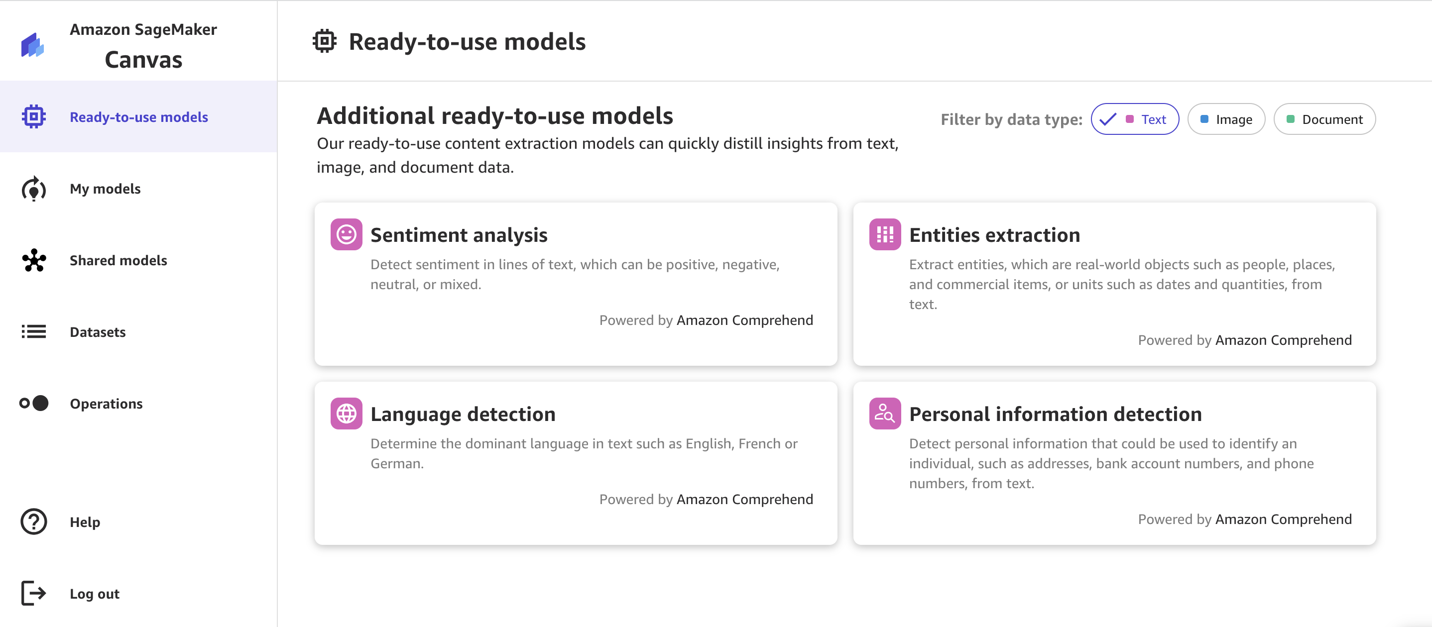 Analyzing text data on SageMaker Canvas