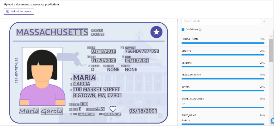 Identity Document Analysis on SageMaker Canvas