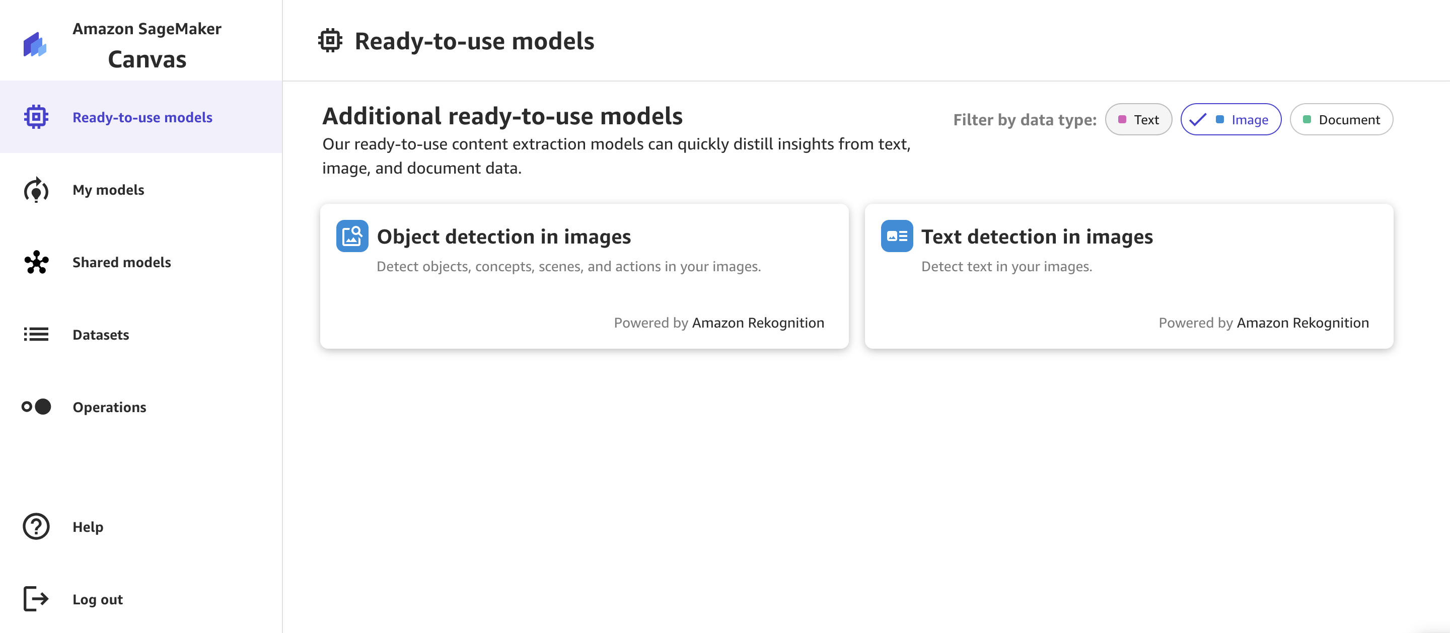 Analyzing image data on SageMaker Canvas