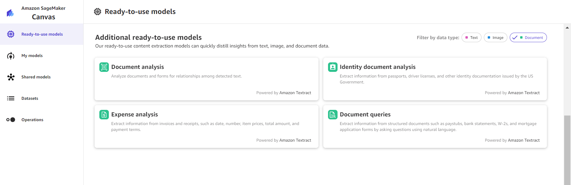 Analyzing Document Data on SageMaker Canvas