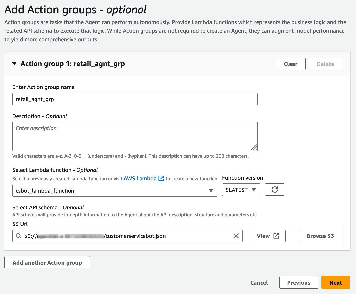 Agent action groups