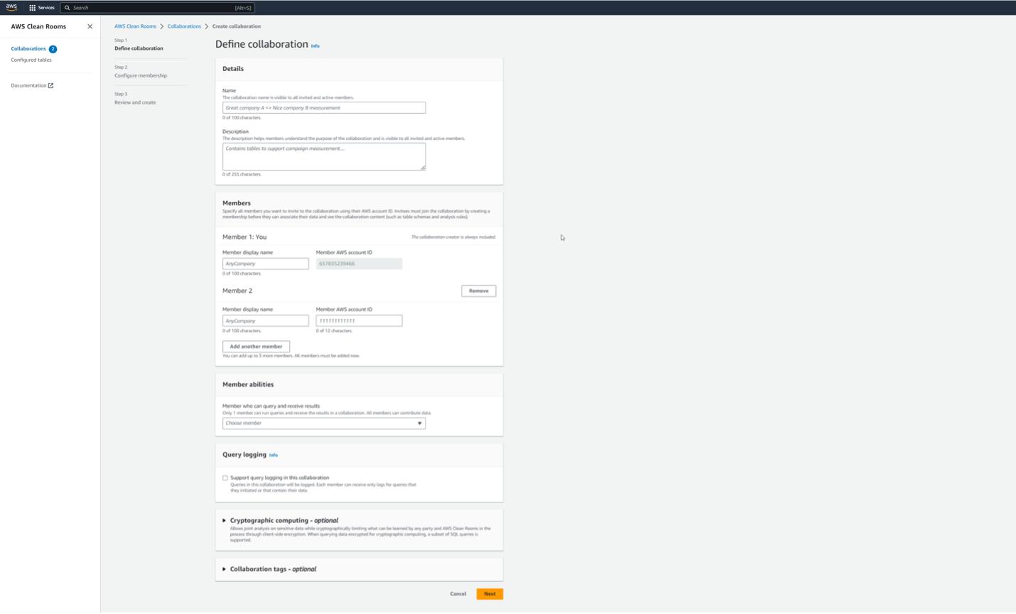 Run an audience overlap analysis in AWS Clean Rooms