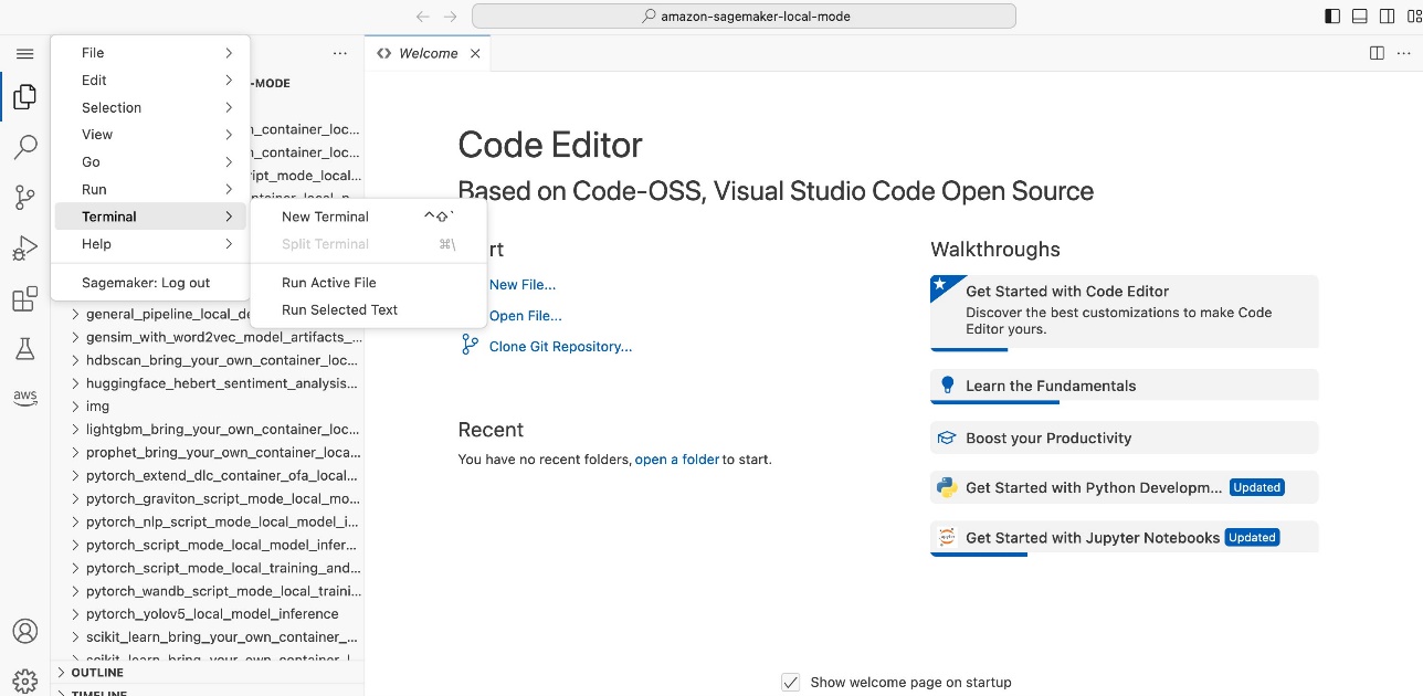 Run Python files in SageMaker Studio spaces using Local Mode