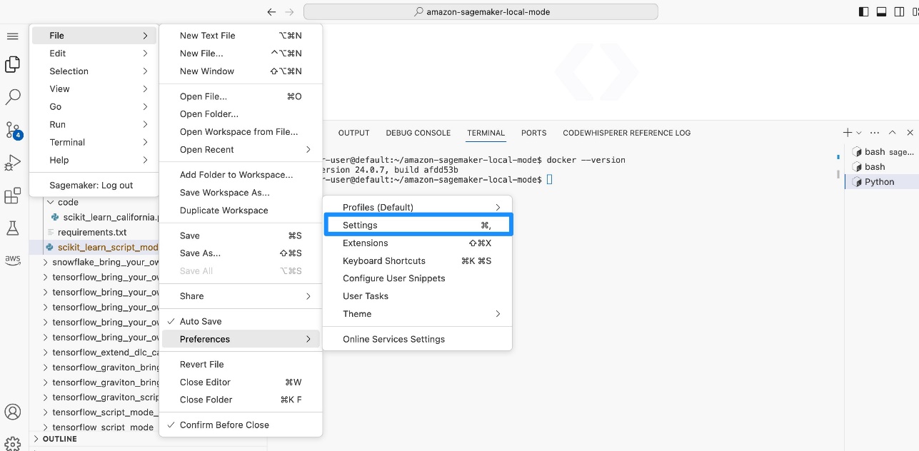 Run Python files in SageMaker Studio spaces using Local Mode