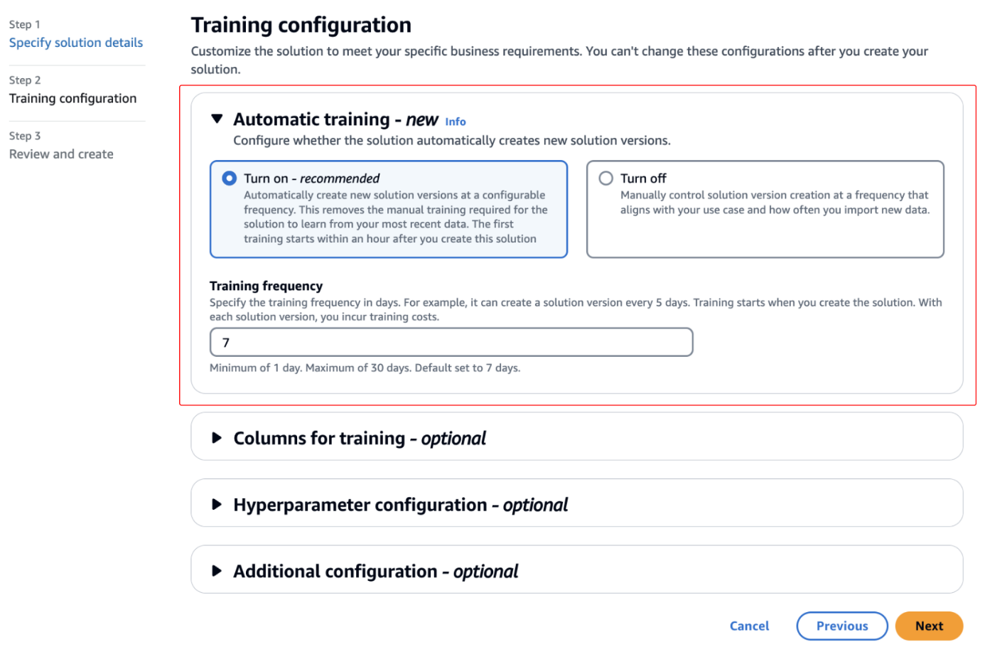 Introducing automatic training for solutions in Amazon Personalize