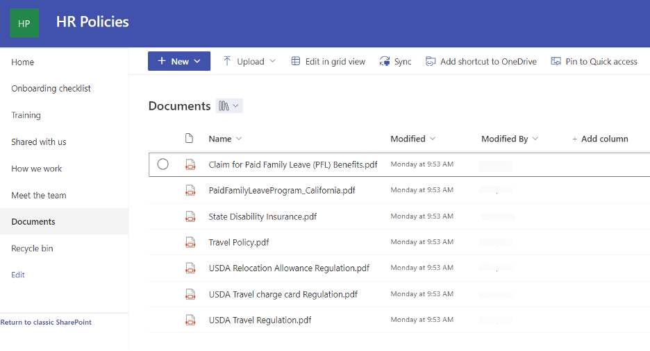 document library with files 