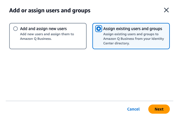 Assign existing users