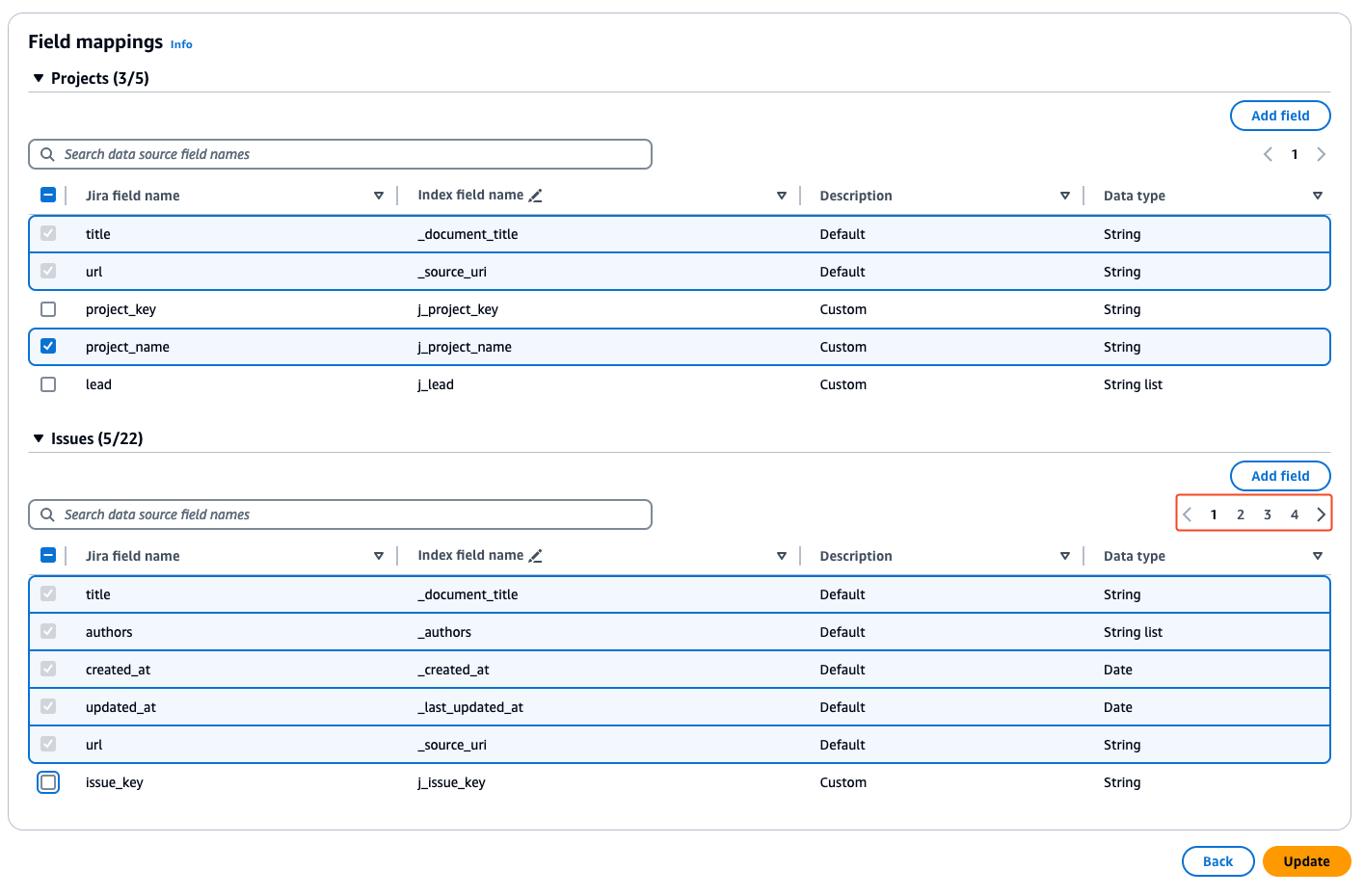 Edit field mapping