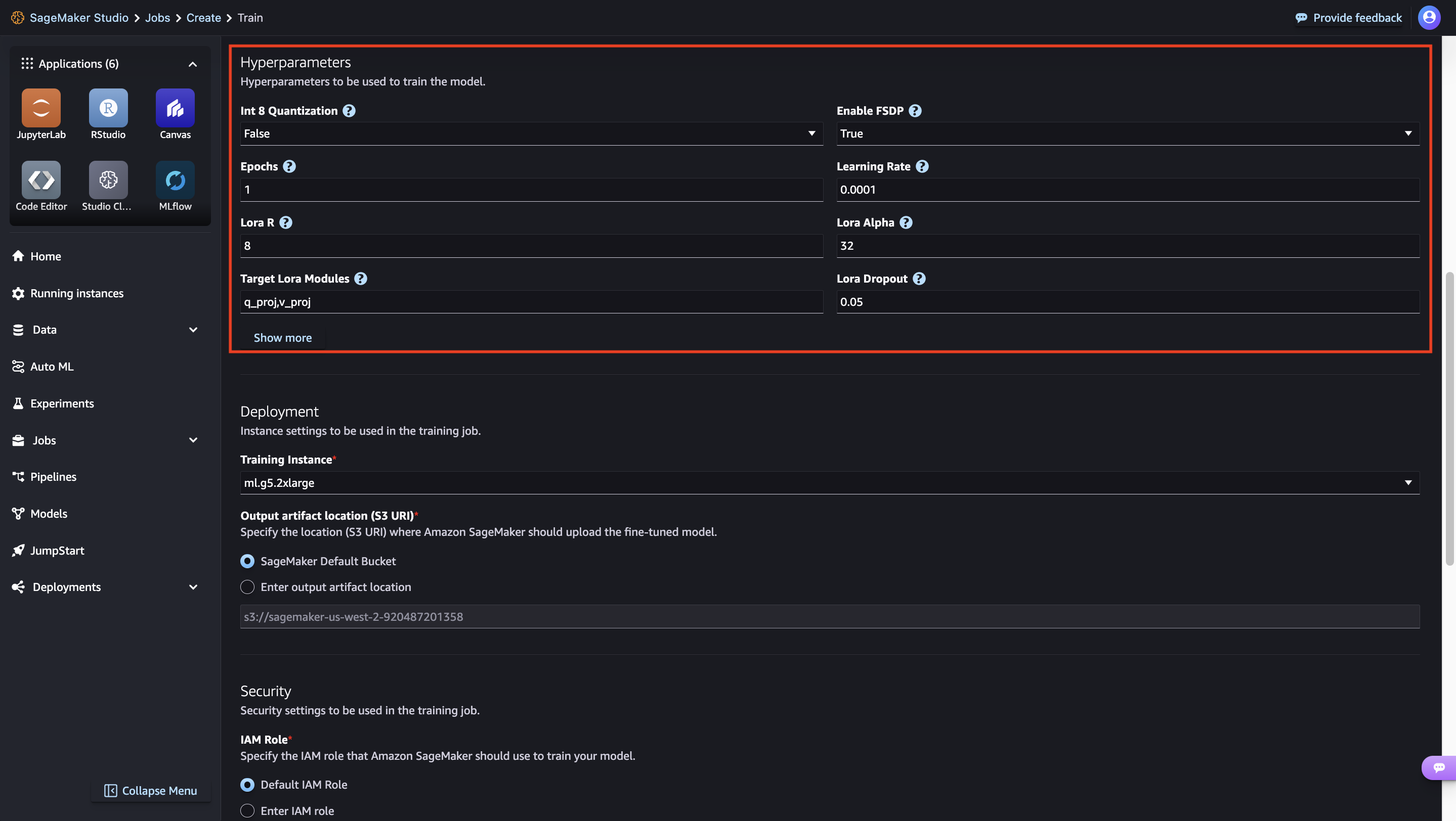 Step 6 No-Code Fine-tune Meta Llama 3.2 SageMaker JumpStart