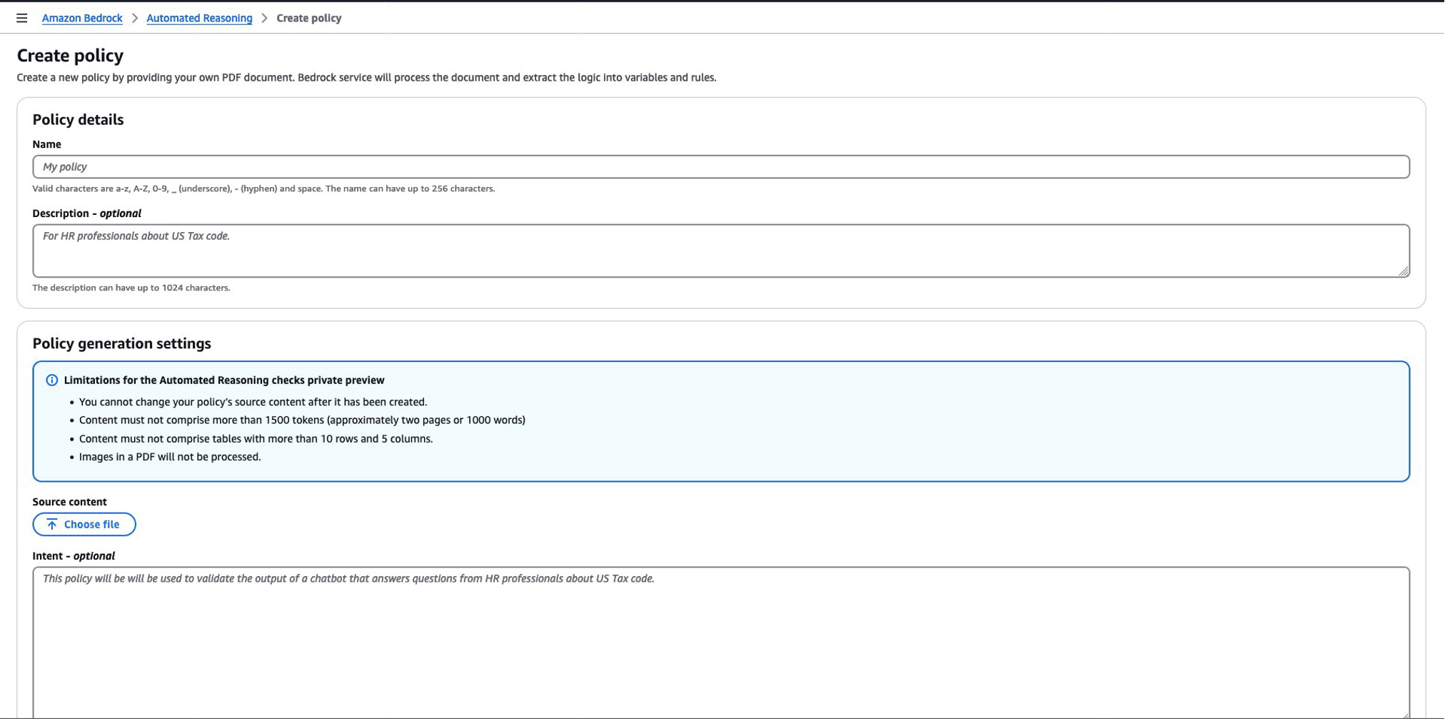 Create Policy Form