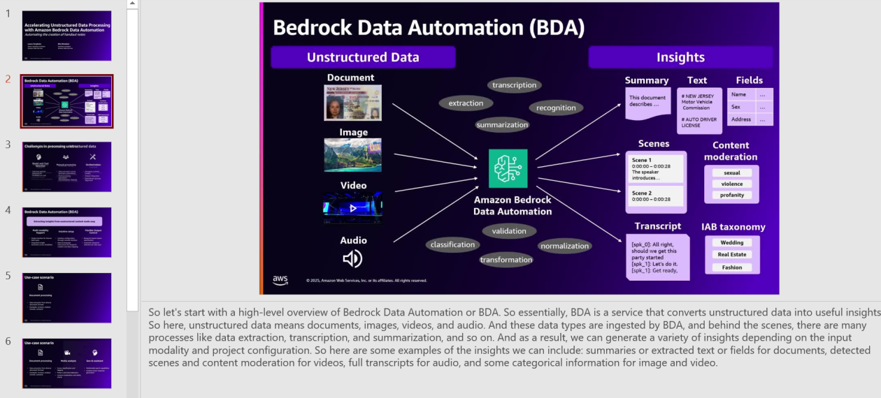 Automate the creation of handout notes using Amazon Bedrock Data Automation