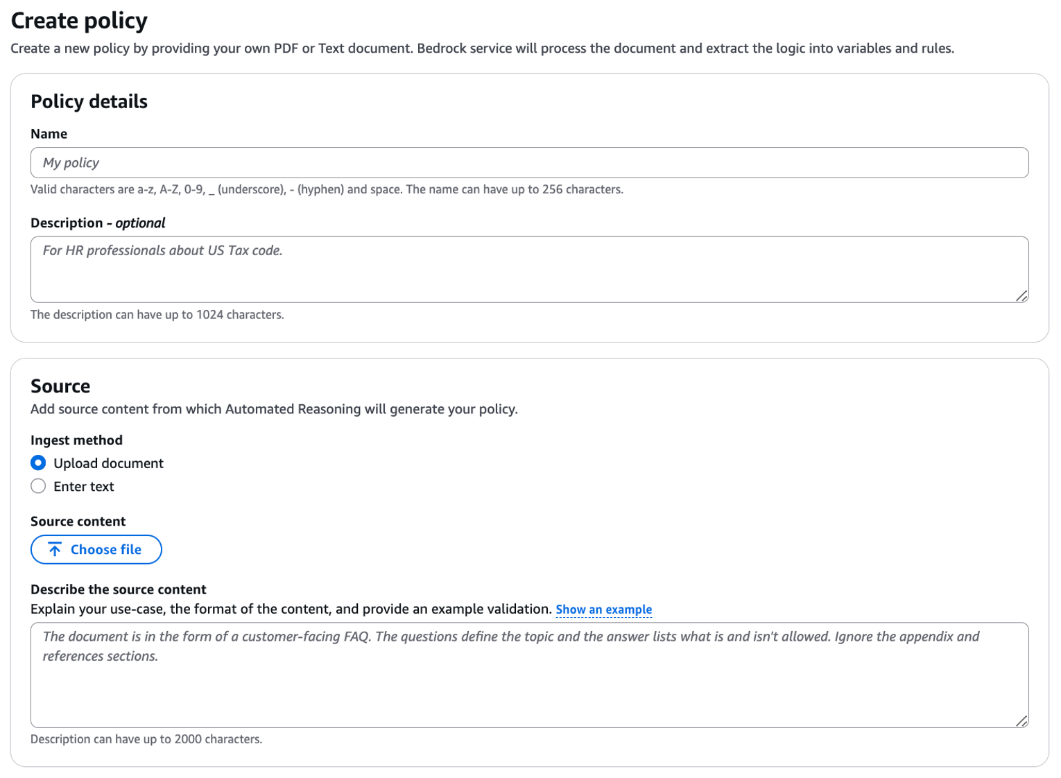 Create Policy Form