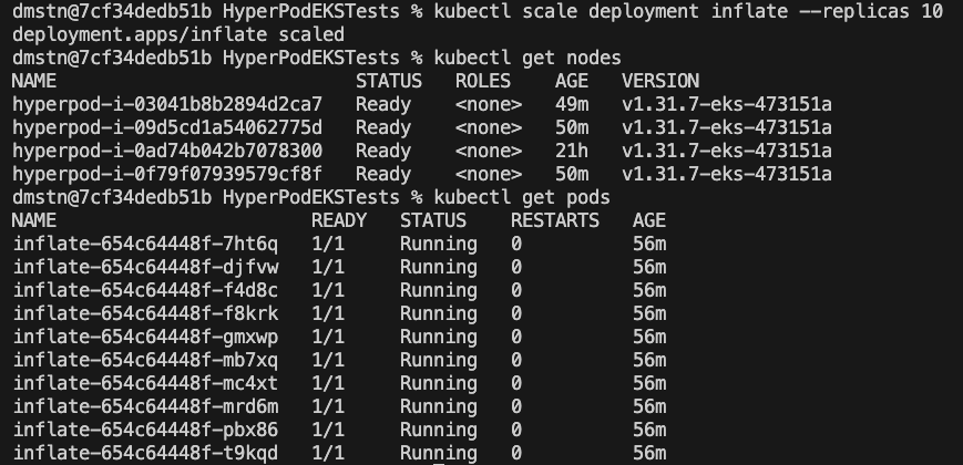 Karpenter에 의해 확장된 Kubernetes 노드 확인 화면