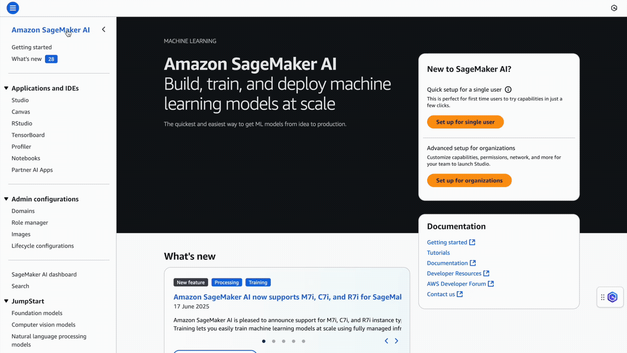 Open SageMaker Studio