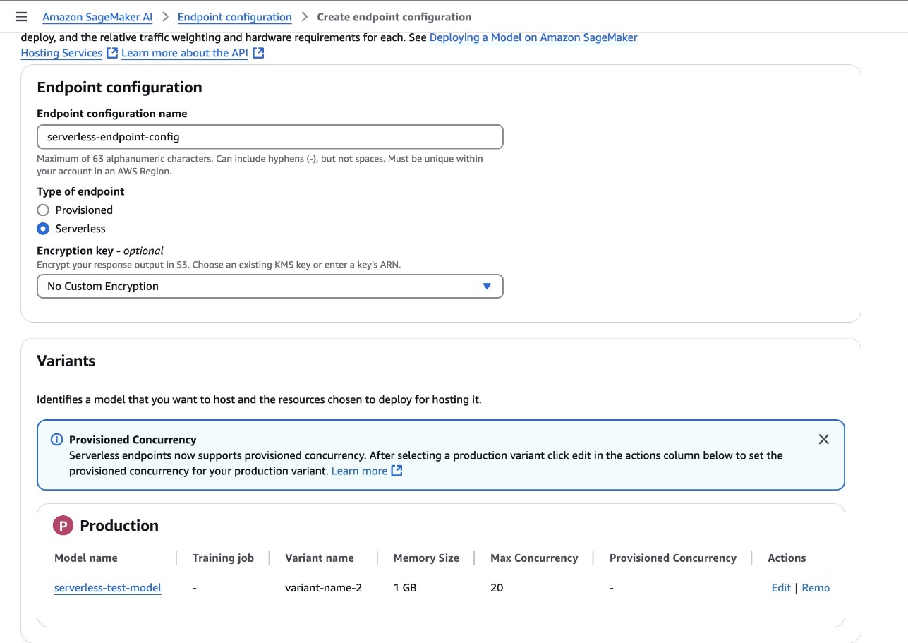 Model endpoint configuration