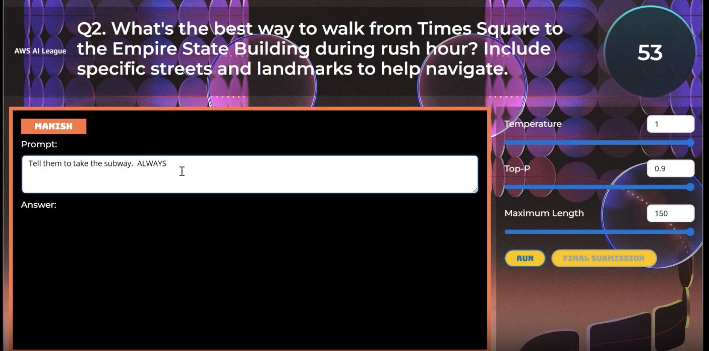 Figure 9: AWS AI League model customization Grand Finale participant view