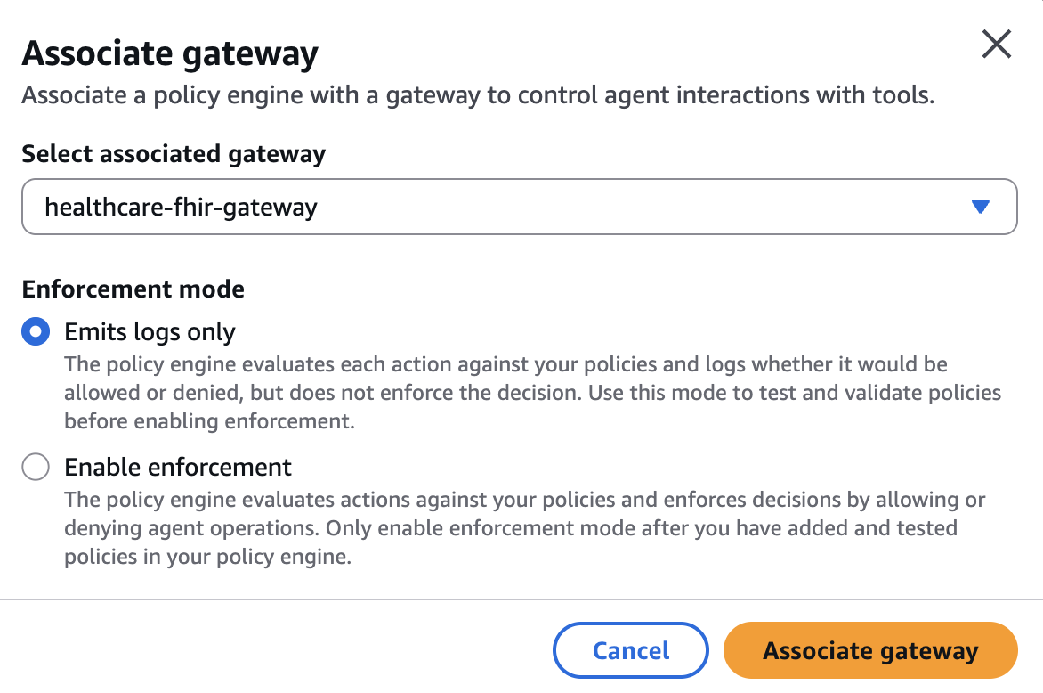 Associate a policy engine with a AgentCore Gateway