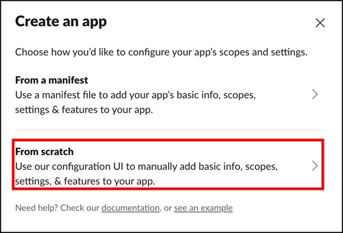 AgentCore Slack Create an app from scratch