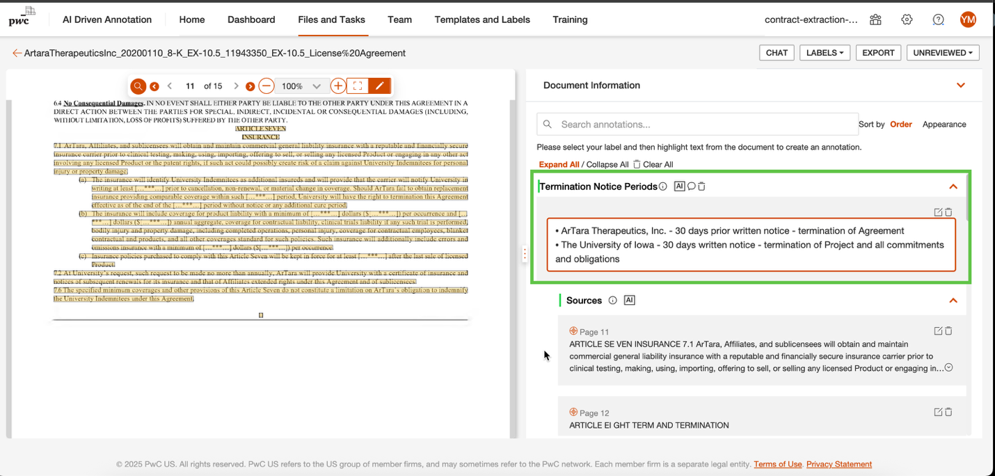 Extracting contract insights with PwC’s AI-driven annotation on AWS