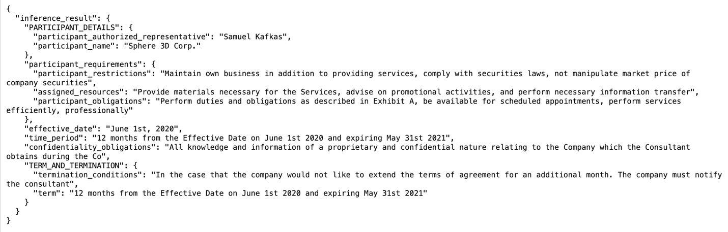 Results of vendor contract release in JSON format