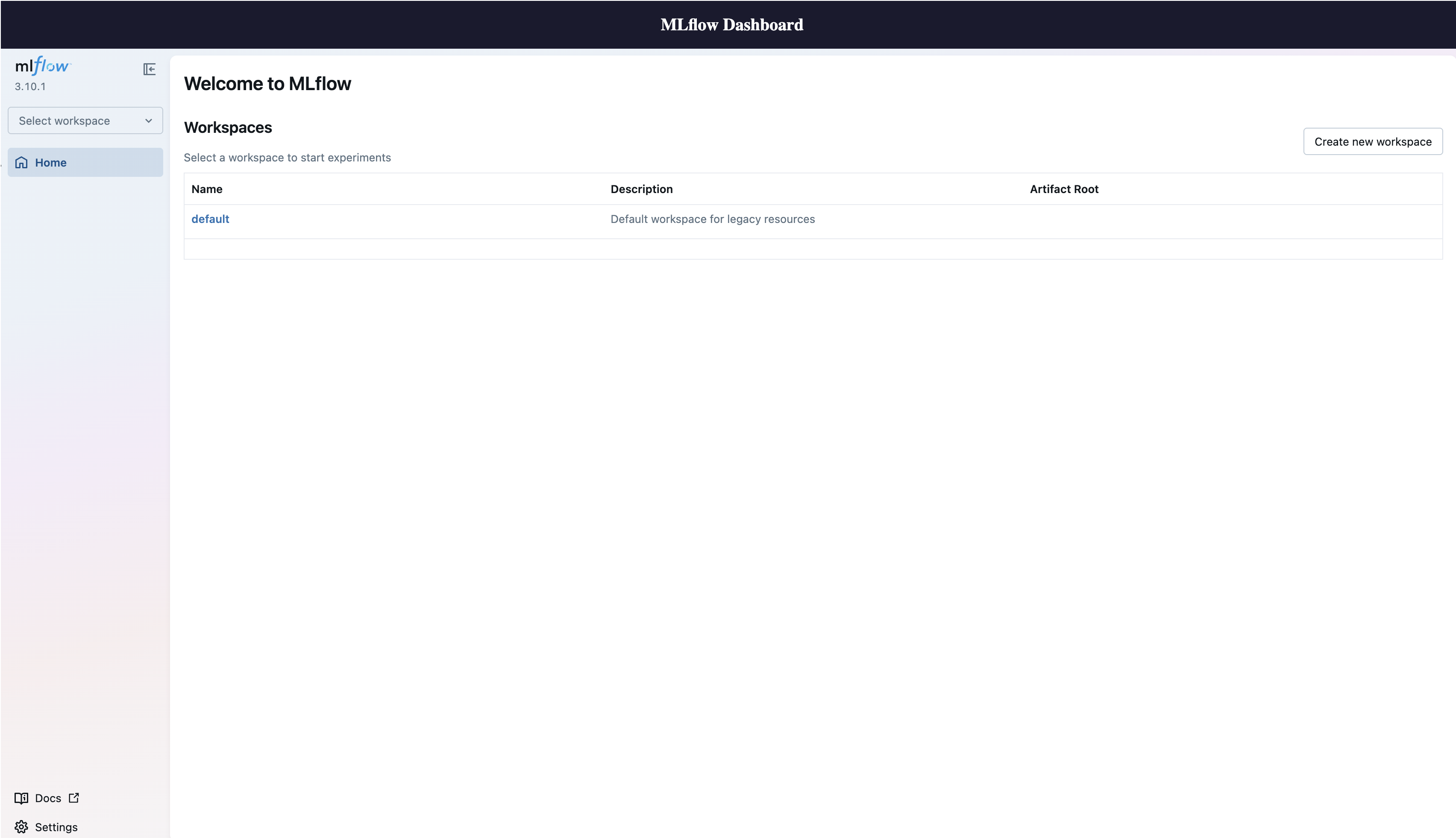 React dashboard at the ALB URL with the SageMaker AI MLflow Apps experiment tracking UI embedded in an iframe