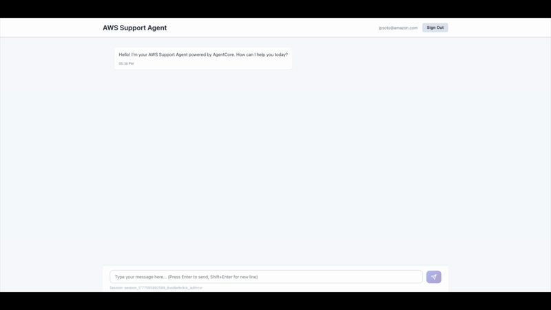 Agent responding to a troubleshooting query in the chat interface