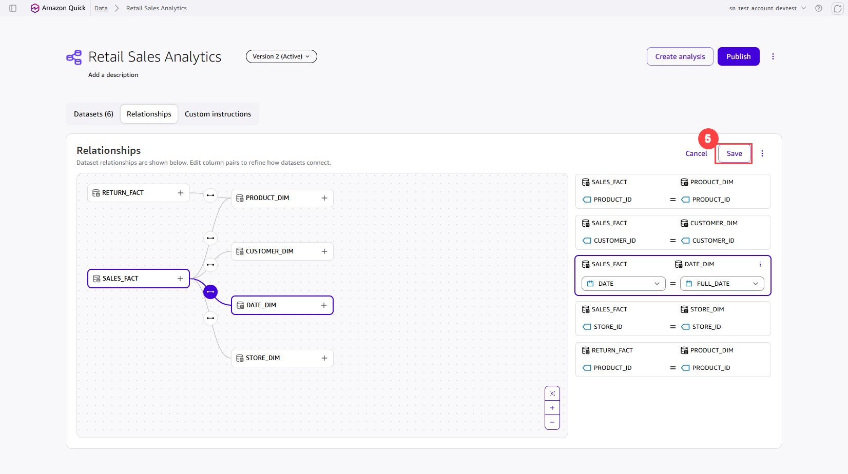 Editing a join to update the join columns between datasets