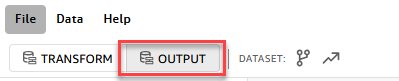 Quick Sight dataset edit view showing column descriptions, synonyms, and semantic types on the output tab