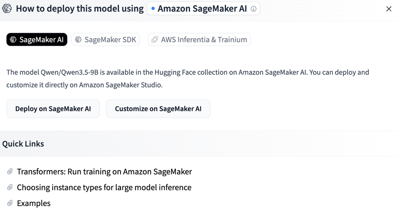 From Hugging Face to Amazon SageMaker Studio in one click