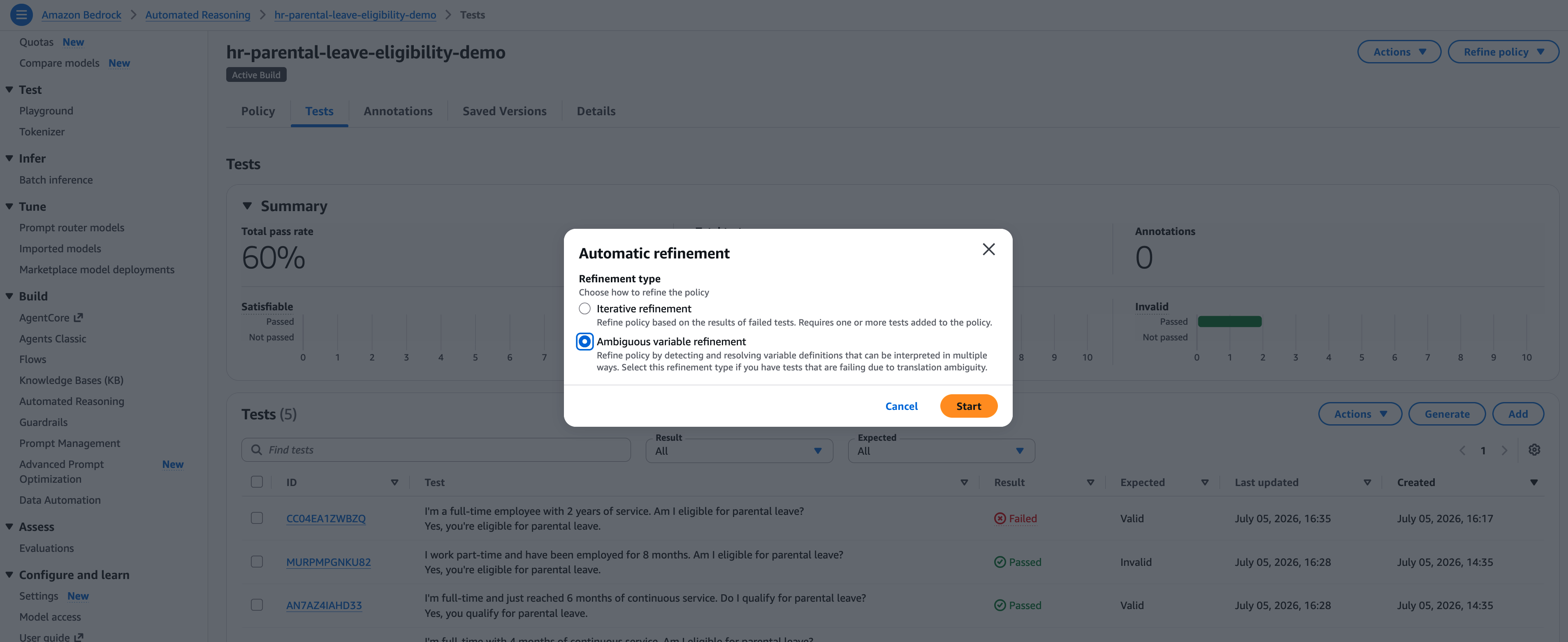 Ambiguous Variable Refinement setup.