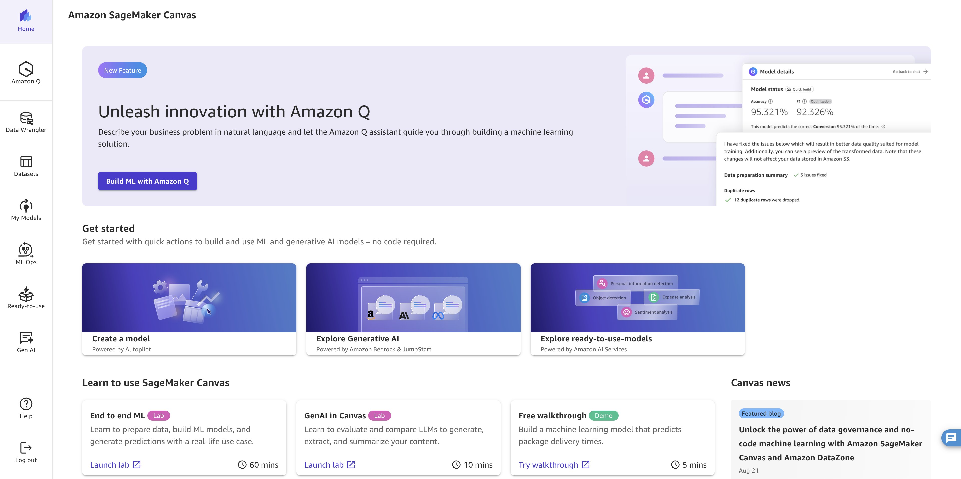 Amazon SageMaker Canvas workspace loading after opening it from the domain