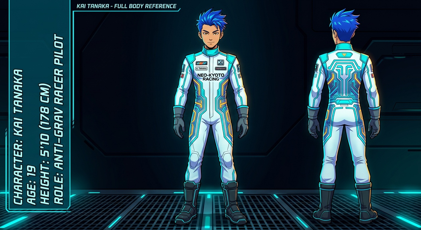 Second model’s character option for the young racer in anime style