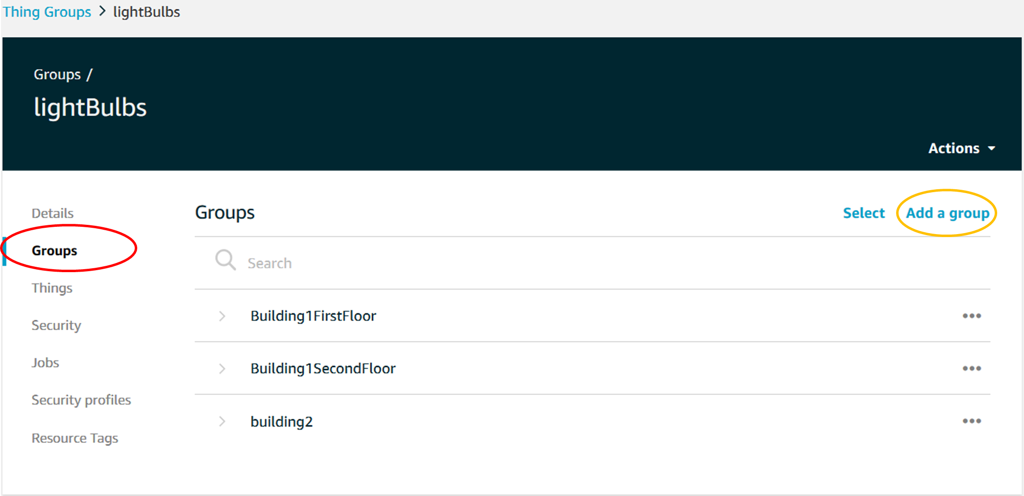 AWS IoT Things Groups