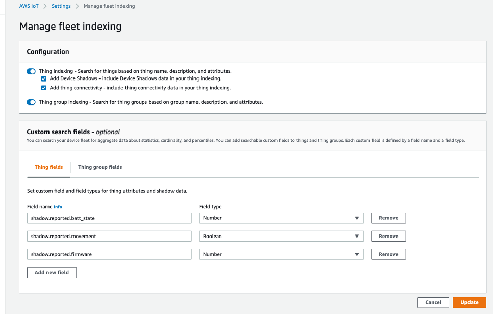 Adding custom fields into Fleet Indexing