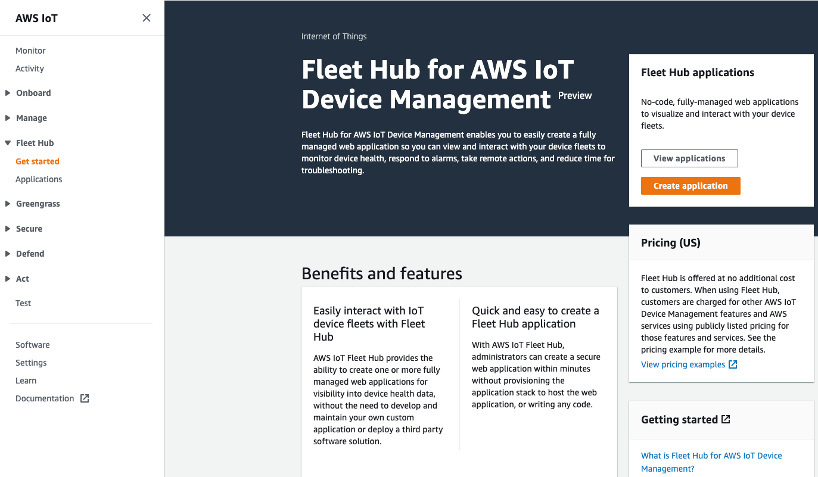 How to enable a Fleet Hub portal from the AWS IoT Device Management console