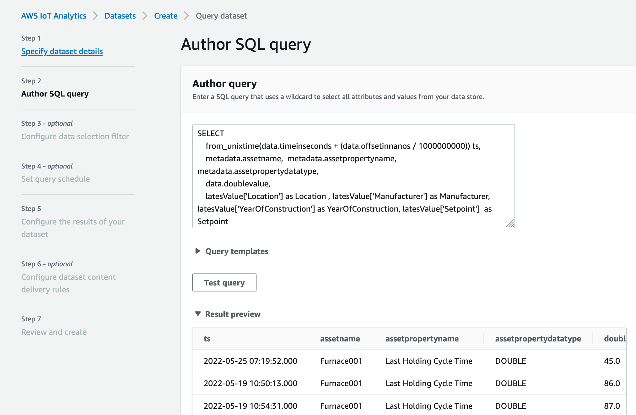 IoT Analytics Test Query