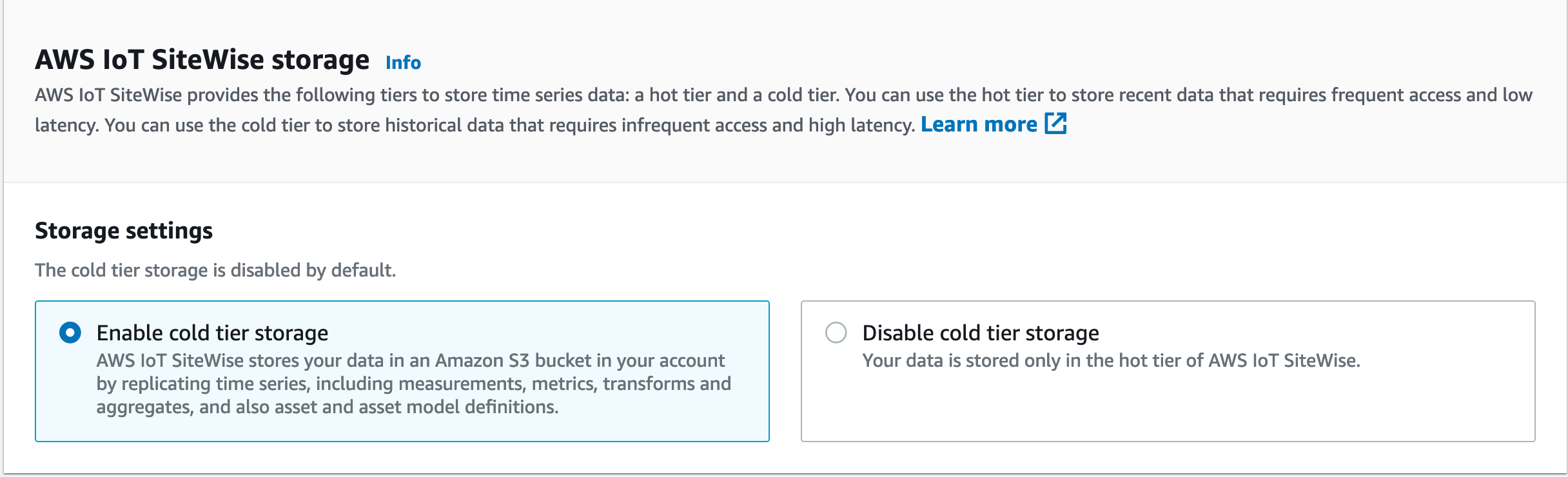 SiteWise Storage Tiers