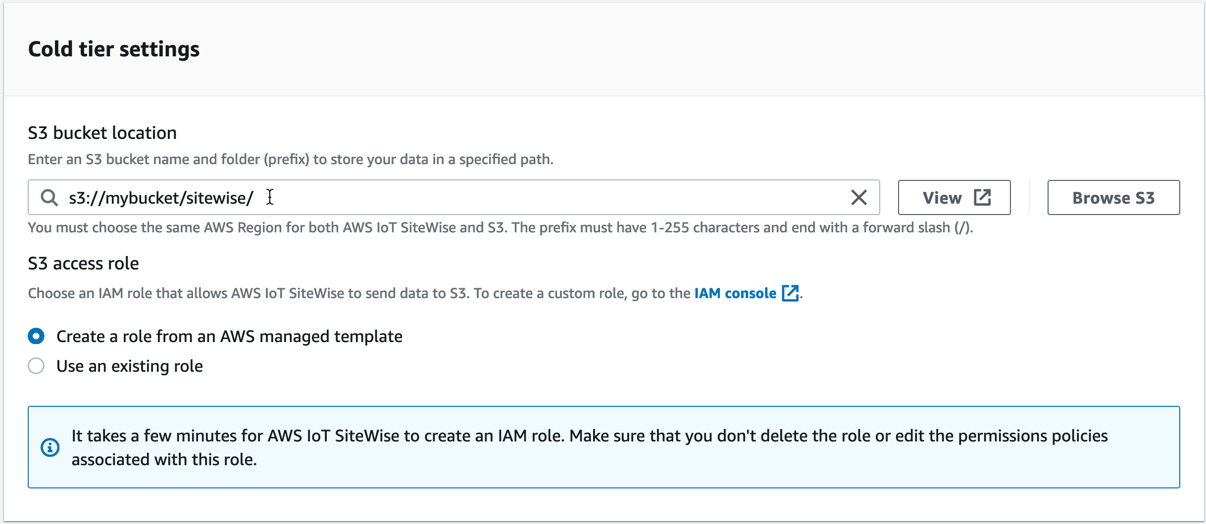 SiteWise Storage Tiers S3