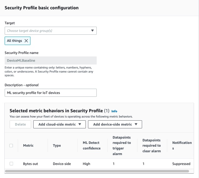 Device Defender Security Profile Example