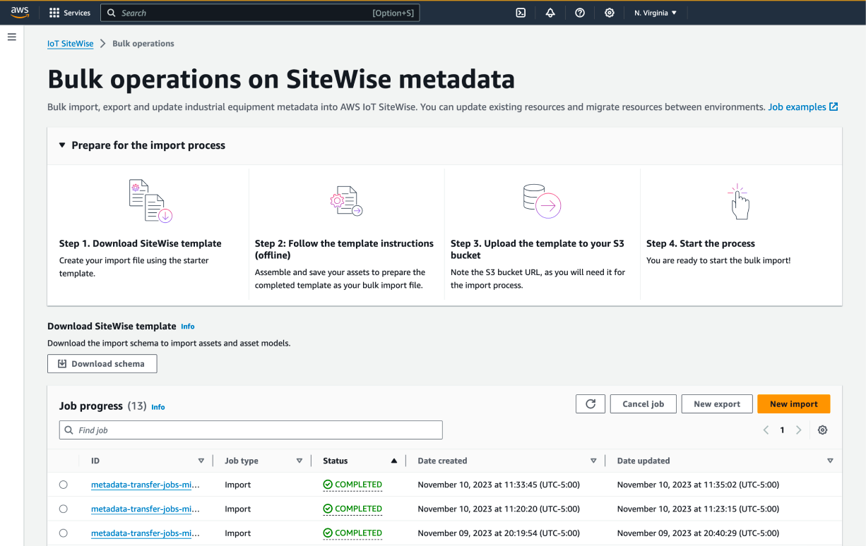 Import equipment metadata from external systems such as historians