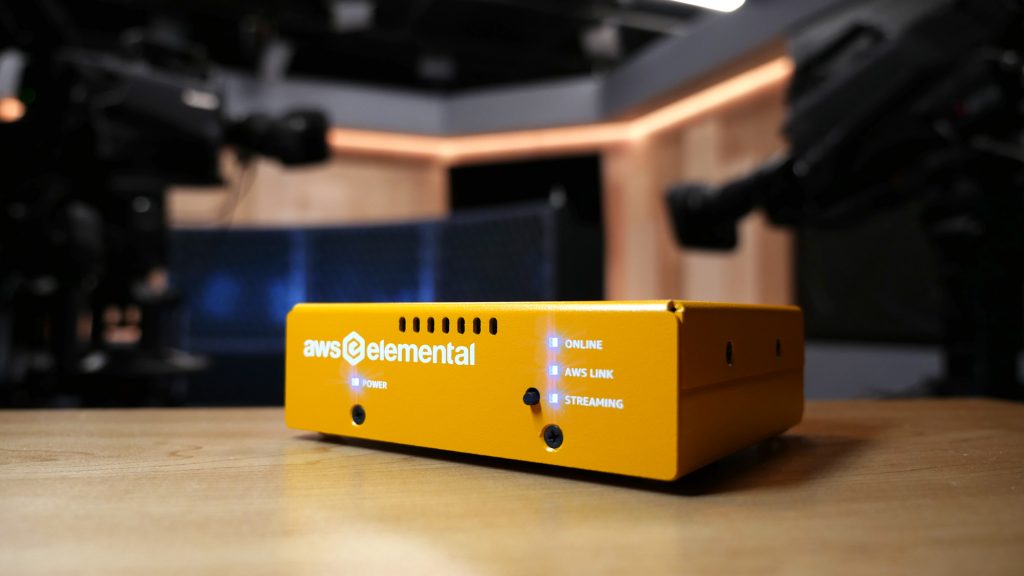 Professional photo of an AWS Elemental Link device in a production studio